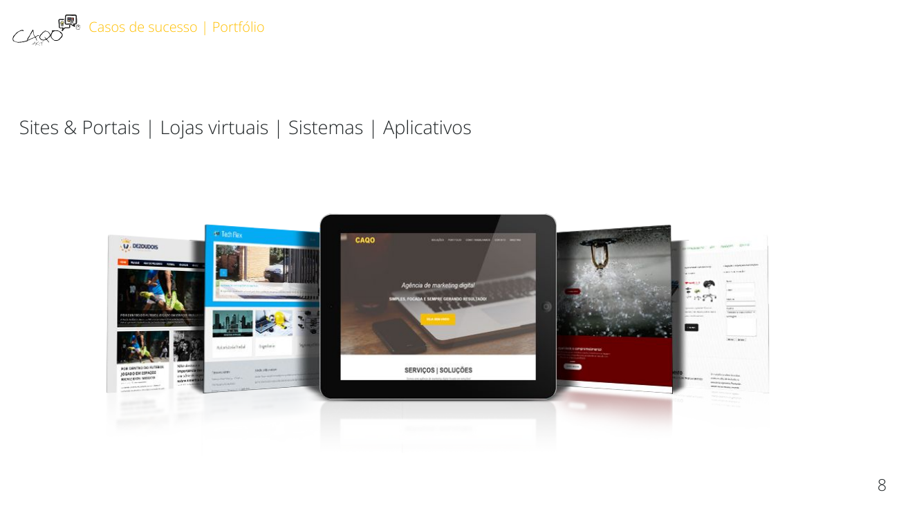 Portfólio comercial com exemplos de sites, portais, lojas virtuais, sistemas e aplicativos